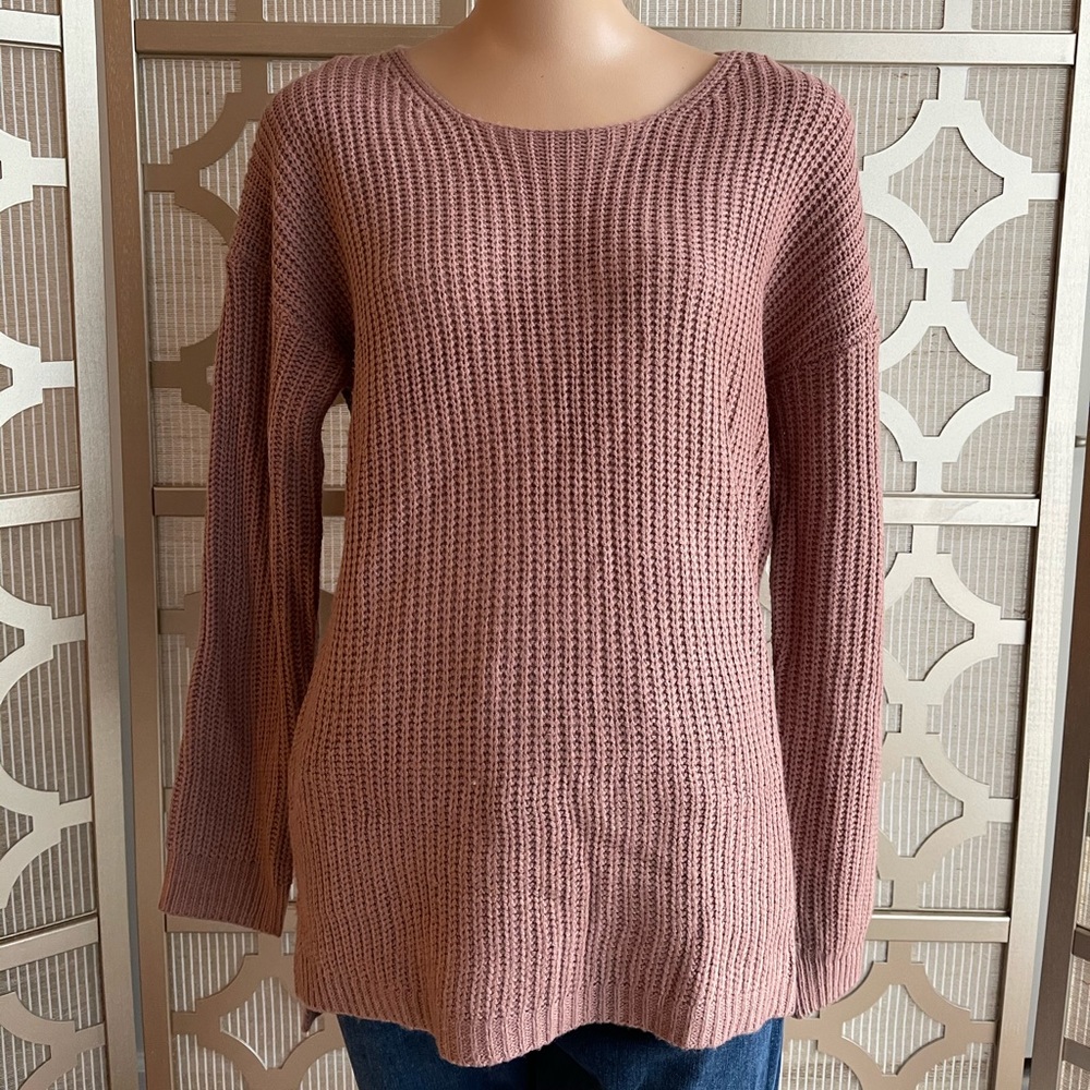 Charlotte Russe! Barely Worn! Mauve sweater! Open criss cross back! Medium!